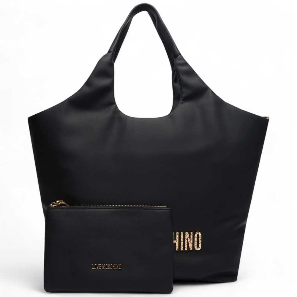 Moda Love Moschino BORSA PU GRS NERO+HAMMERED LOGO Donna Nero - JC4396PP0NKD000A