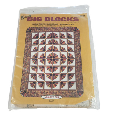 Easy Big Blocks Quilting Pattern Miladys Fan B502 Tissue Paper 9'' McCall 1996