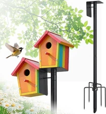 Bird Feeder Pole,75" Outdoor House Pole Kit Stand with 75", Black 
