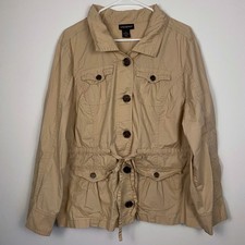 Lane Bryant Womens Tan Cotton Blend Utility Jacket Size 20 Button Down