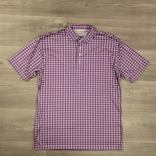 Collars Co Dress Collar Polo Shirt Men's Size Large Purple Plaid Short Sleeve