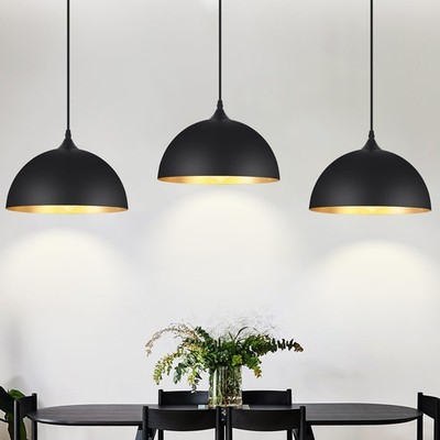 3 Pack Black Pendant Lights for Kitchen Island 12'' Modern Pendant Lighting Fi...