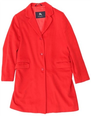 Burberry Damen Mantel UK 14 Large Rot Wolle Klassisch SL01