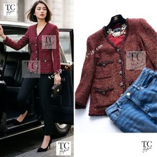 CHANEL 11A Red Black Metallic Fantasy Tweed Jacket Karl Lagerfeld 38 40 US6 8