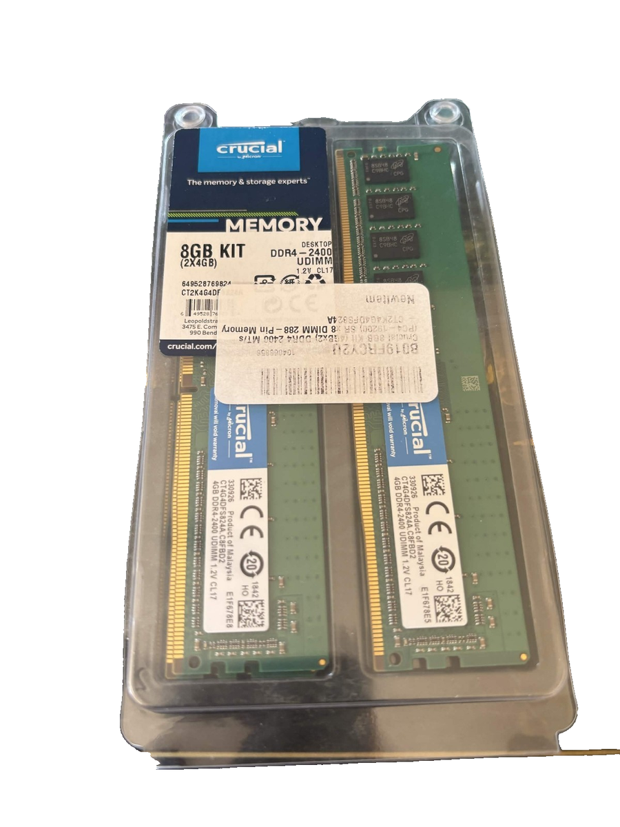 Crucial 8GB (4 x 4GB) PC4-19200 (DDR4-2400) Memory (CT2K4G4DFS824A