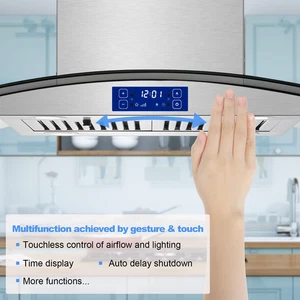 30 Cuisine en acier inoxydable de pouce 700CFM Contrôle du toucher des hottes de l'île LED lampe
