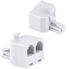 Uvital RJ11 Phone Jack Splitter 1 to 2, Duplex Wall Adapter, 2 Pack, White