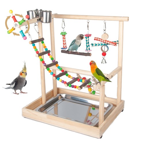 Small Bird Playground Parakeet Parrots Table Top Stand Medium Quaker Perch - Picture 1 of 7