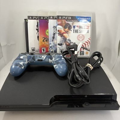 Sony PlayStation 3 Slim PS3 CECH-3001A 250GB With PS4 Controller & 5 Games Works