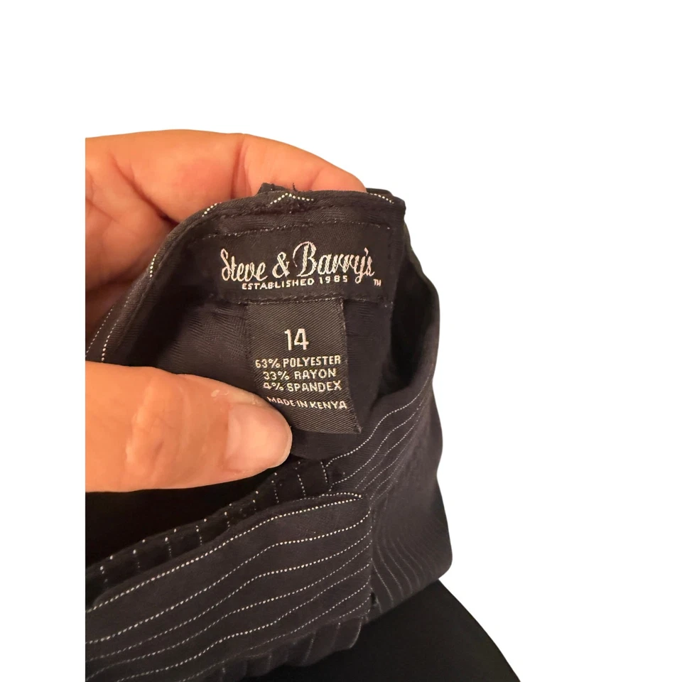 Pantalones de vestir Steve & Barry's azul marino/blanco a rayas talla 14 Foto 2 de 4