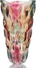 Heavy Flower Glass Vase Thickened 3.5Lb 9.5Inch Sparkle Vase Bohemian Style, for