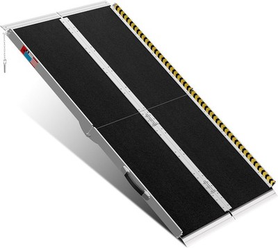 WHALEMOTOR 5FT Folding Aluminum Wheelchair Ramp Anti-Slip 800lb w/ Plates