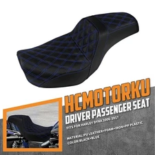 Blue Stitching Driver Passenger Seat Fits For Harley Dyna Wide Super Glide 06-17