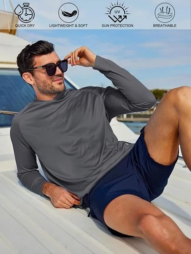 3 Unidades de camisetas manga larga con capucha para hombres para ir de pezca image 6