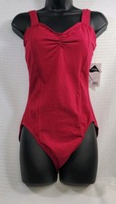 Capezio Red Princess Tank Leotard Pinched Neckline Straight Back Sz. XL