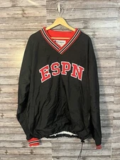Vintage 90s Champion ESPN Black Pullover Windbreaker Jacket  Size Men’s XXL 2XL
