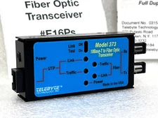 Telebyte Model 373   10Base-T-to-Multimode Fiber Optic Transceiver N.O.S. #E16Ps