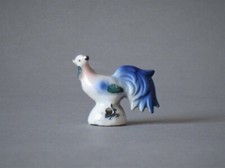 Tropfenfänger für Kaffeekanne, Porzellan, Vogel, weiß/blau, handbemalt, Art Déco