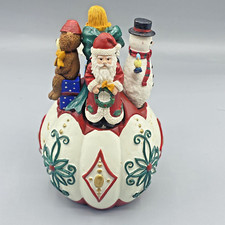 5 Piece Christmas Holiday Cheese Spreaders In Ceramic Ornament Holder Stainless