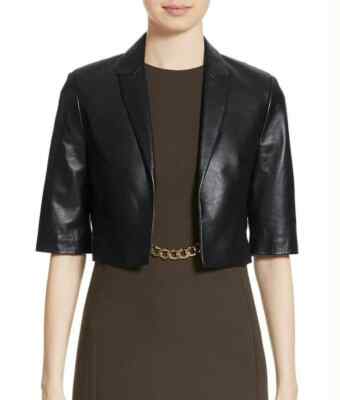 Women's Cropped Jacket Handmade New Stylish Short Real Soft Lambskin Leather Fit