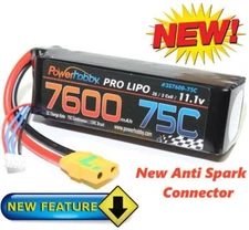 Powerhobby 3S 11.1V 7600mAh 75C Lipo Battery w XT90 Plugs : Nero Big Rock