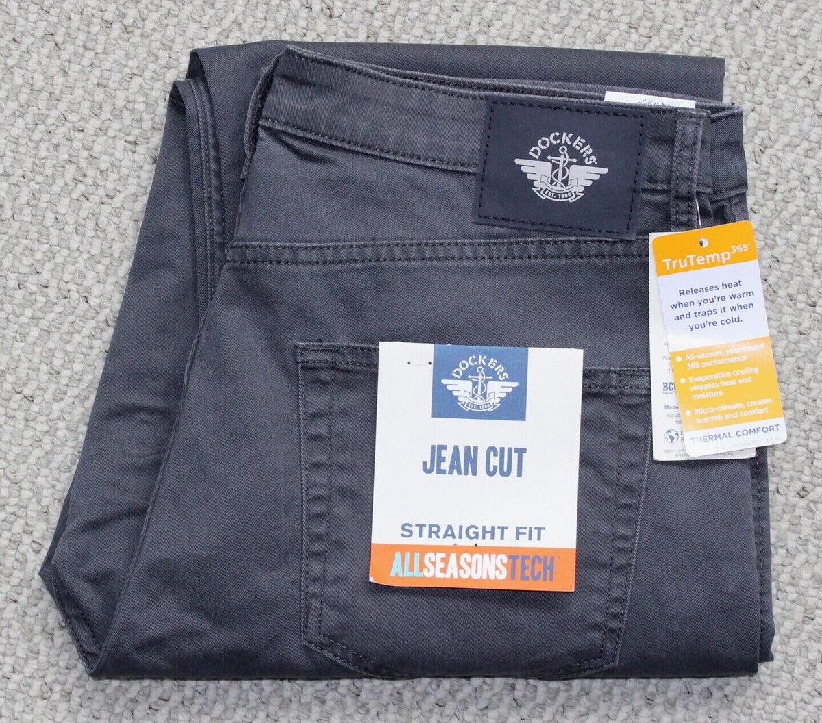 Men's DOCKERS All Season JEAN CUT Straight PANTS • 33x32 • gray STEELHEAD