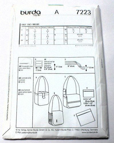 Burda Style Sewing Pattern Bags -B7223 - Picture 2 of 2