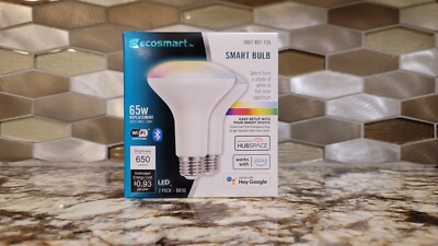 2 BULBS EcoSmart 65w BR30 Smart Bulb LED Wifi/Bluetooth Alexa Google FREE SHIP