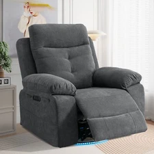 Power Swivel Rocker Recliner Chair with Bluetooth Speaker / LED Light / USB Port