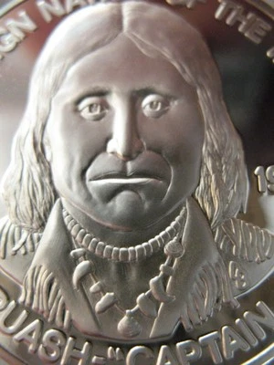 7/8-OZ. MODOC AMERICAN NATIVE INDIAN TRIBAL NATIONS ART COIN SILVER .999 + GOLD