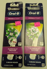 LOT OF 6 Oral-B CrossAction Toothbrush Replacement Heads 2 PACKS NEW