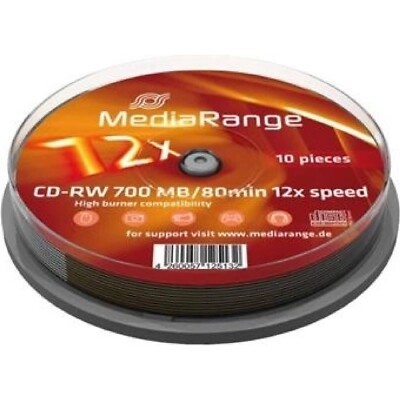 10 MediaRange CD-RW 1x - 12x wiederbeschreibbare Rohlinge CD RW High Ultra Burn MR235