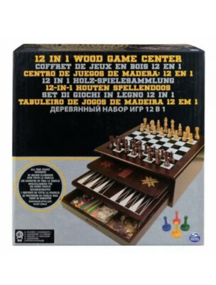 12 in 1 Holz Spielcenter Familie Favorit Spin Master Schach Dame Reise 