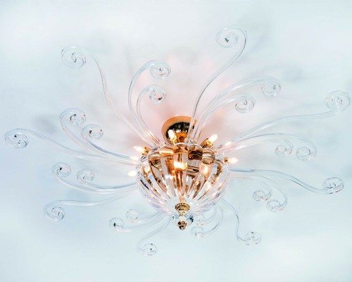 Plafonnier ou applique en verre ambré strié - Damian