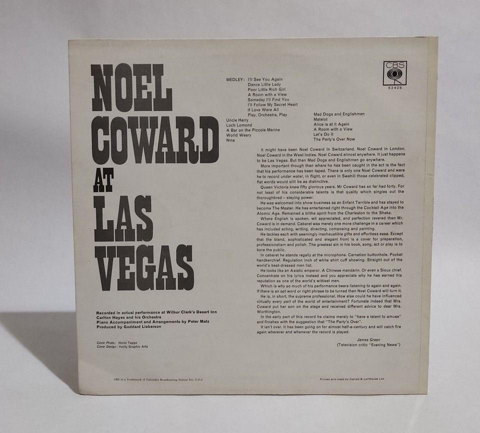 Noel Coward At Las Vegas Musica Disco IN Vinile eBay