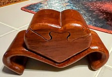 Hand Crafted Wooden Puzzle Heart, Ring, Trinket Box, Secret Compartment