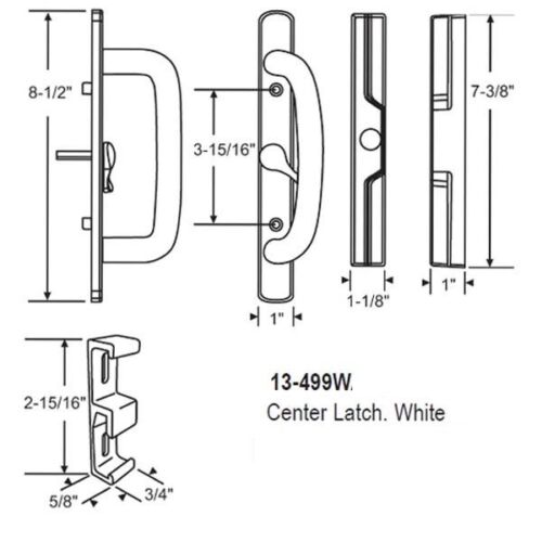 Patio Door Handle Mortise Lock Not Included 13-499W - Picture 2 of 2