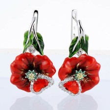 Flower Shape 925 Silver Hoop Earring Gift Fashion Cubic Zircon Women Jewelry
