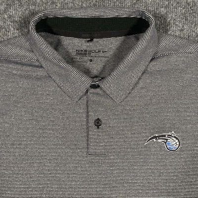 Orlando Magic Nike Dri Fit Striped Coaches Polo Golf Shirt Mens Large Stretch
