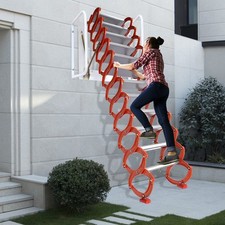 12 Steps Attic Ladder Folding Loft Ladder Wall Mounted Pull Down Attic Stairs