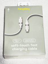 Heyday White 6' USB-C to USB-C Fast Charging Silicone Cable  Stocking Stuffer
