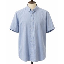 Peter Werth Blue Men?s 4XL Shirt Cotton Short Sleeve Big & Tall Regular Fit