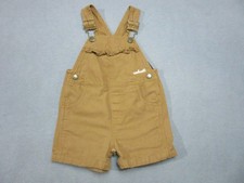 Carhartt Shortalls Coveralls Girls 18M Brown Ruffle Canvas Front Side Snap Logo
