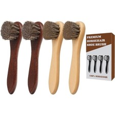 4-Piece 100 Horse Hair Shoe Brush Kit Premium Dauber Applicators Leather Care