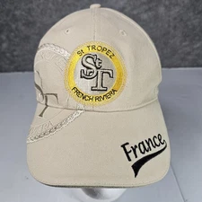St. Tropez Hat Cap Adult OS Tan Strap Back French Riviera 100% Cotton France