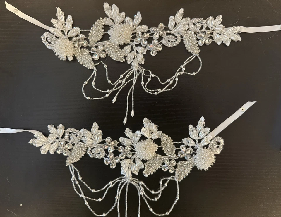 Wedding Dress Add On Shoulder Jewelry Rhinestone Crystal - Image 3 of 4