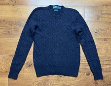 Polo Ralph Lauren 100 Cashmere Cable Knit Sweater Women  s Medium Italian Blue