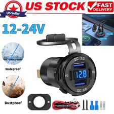 12-24V 4 Port Fast Car Charger QC3.0 PD USB C Outlet Socket for Boat RV Marine