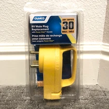 Camco 30 Amp RV Male Replacement Plug with Power Grip Handle - 55245