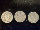 Lot Of 3 Mercury Dimes - 1923, 1943, 1944 All Are 90% Silver Content